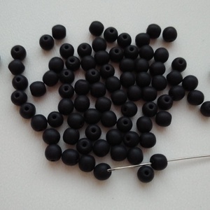 Cseh üveggyöngy golyó - 4mm - 100 db / csomag - matt fekete, Kellékek & szerszámok, Gyöngyfűzés kellékek, Üveggyöngy, , MESKA