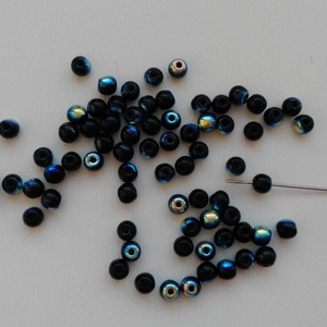 Cseh üveggyöngy golyó - 3mm - 100 db / csomag - színjátszós-fekete, Kellékek & szerszámok, Gyöngyfűzés kellékek, Üveggyöngy, , MESKA