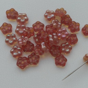 Cseh üveggyöngy köztes virág - 5x2mm - 50 db / csomag - borostyánsárga, Kellékek & szerszámok, Gyöngyfűzés kellékek, Üveggyöngy, , MESKA