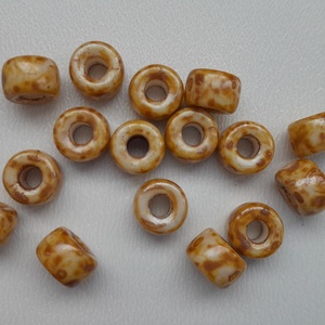 Cseh nagylyukú üveggyöngy - 8x6mm - 16 db / csomag - márványos, Kellékek & szerszámok, Gyöngyfűzés kellékek, Üveggyöngy, , MESKA