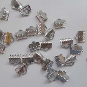 Szalagvég - 8mm - rhodium szín - 20 db / csomag, Kellékek & szerszámok, Gyöngyfűzés kellékek, Egyéb alkatrész, , MESKA