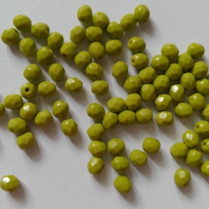 Cseh csiszolt üveggyöngy - 4mm - 100 db / csomag - olívazöld, Kellékek & szerszámok, Gyöngyfűzés kellékek, Üveggyöngy, Ékszerkészítés, MESKA