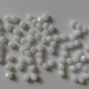 Cseh csiszolt üveggyöngy - 4mm - 100 db / csomag - fehér, Kellékek & szerszámok, Gyöngyfűzés kellékek, Üveggyöngy, Ékszerkészítés, MESKA