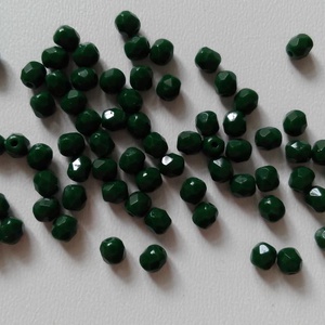Cseh csiszolt üveggyöngy - 4mm - 100 db / csomag - sötétzöld, Kellékek & szerszámok, Gyöngyfűzés kellékek, Üveggyöngy, Ékszerkészítés, MESKA