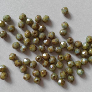 Cseh csiszolt üveggyöngy - 4mm - 80 db / csomag - márványos, Kellékek & szerszámok, Gyöngyfűzés kellékek, Üveggyöngy, Ékszerkészítés, MESKA