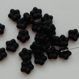 Cseh üveggyöngy virág - 7x3mm - 40 db / csomag - matt fekete, Kellékek & szerszámok, Gyöngyfűzés kellékek, Üveggyöngy, , MESKA
