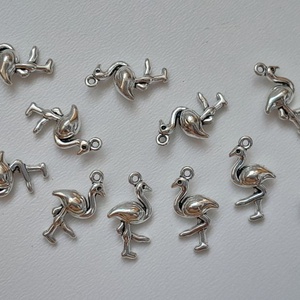 Fém medál - 16x9mm - flamingó - 10 db / csomag - antik ezüst szín, Kellékek & szerszámok, Ékszerkellék, Medál csomag, , MESKA