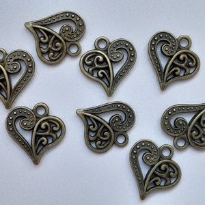 Fém medál - 14x14mm - szív - 10 db / csomag - sárgaréz szín, Kellékek & szerszámok, Ékszerkellék, Medál csomag, , MESKA