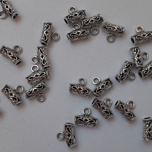 Fém medáltartó - 7x9mm - 16 db / csomag - antik ezüst szín, Kellékek & szerszámok, Gyöngyfűzés kellékek, Egyéb alkatrész, , MESKA