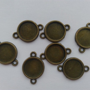 Ragasztható fém alap, összekötő 12mm-es lencséhez - 10 db / csomag - sárgaréz szín, Kellékek & szerszámok, Gyöngyfűzés kellékek, Egyéb alkatrész, , MESKA