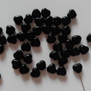 Cseh üveggyöngy szív - 6,5mm - 50 db / csomag - fekete , Kellékek & szerszámok, Gyöngyfűzés kellékek, Üveggyöngy, , MESKA