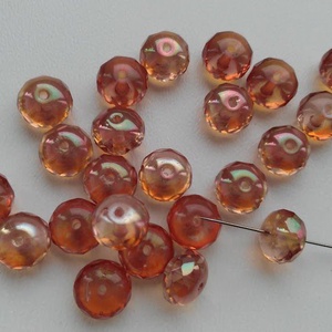 Cseh üveggyöngy - fánk - 8x5mm - 30 db / csomag - narancs-színjátszós, Kellékek & szerszámok, Gyöngyfűzés kellékek, Üveggyöngy, , MESKA