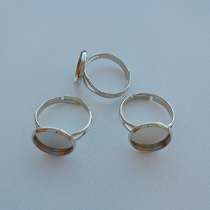 Ragasztható gyűrű alap 12mm-es lencséhez - 3 db / csomag - rhodium szín, Kellékek & szerszámok, Ékszerkellék, Gyűrűalap, , MESKA