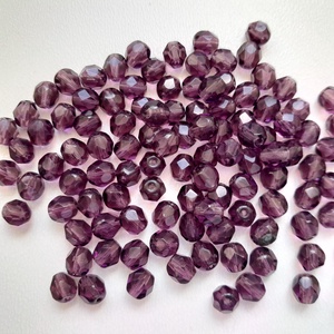 Cseh csiszolt üveggyöngy - 6mm - 40 db / csomag - lila, Kellékek & szerszámok, Gyöngyfűzés kellékek, Üveggyöngy, Ékszerkészítés, MESKA
