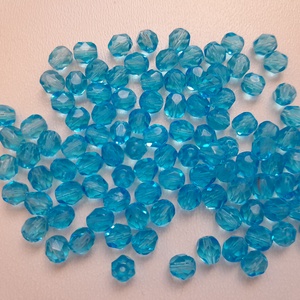 Cseh csiszolt üveggyöngy - 6mm - 40 db / csomag - kék, Kellékek & szerszámok, Gyöngyfűzés kellékek, Üveggyöngy, Ékszerkészítés, MESKA