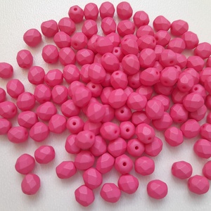 Cseh csiszolt üveggyöngy - 6mm - 40 db / csomag - matt rózsaszín, Kellékek & szerszámok, Gyöngyfűzés kellékek, Üveggyöngy, Ékszerkészítés, MESKA