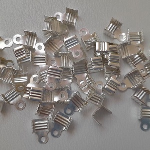 Szalagvég, végzáró - 11x6mm - 50 db / csomag - ezüst szín, Kellékek & szerszámok, Gyöngyfűzés kellékek, Egyéb alkatrész, , MESKA
