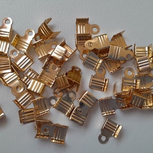Szalagvég, végzáró - 11x6mm - 50 db / csomag - világos arany szín, Kellékek & szerszámok, Gyöngyfűzés kellékek, Egyéb alkatrész, , MESKA