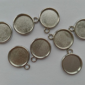 Ragasztható fém alap 12mm-es lencséhez - 10 db / csomag - rhodium szín, Kellékek & szerszámok, Gyöngyfűzés kellékek, Egyéb alkatrész, , MESKA