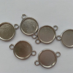 Ragasztható fém alap, összekötő 12mm-es lencséhez - 10 db / csomag - rhodium szín, Kellékek & szerszámok, Gyöngyfűzés kellékek, Egyéb alkatrész, , MESKA