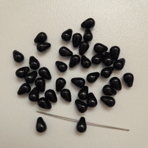 Csepp alakú cseh üveggyöngy - 6x4mm - 20db / csomag - fekete, Kellékek & szerszámok, Gyöngyfűzés kellékek, Üveggyöngy, , MESKA