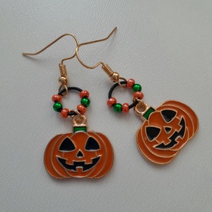 Halloween fülbevaló - tök - ékszer - fülbevaló - lógó fülbevaló - Meska.hu