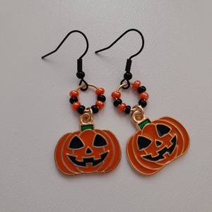 Halloween fülbevaló - tök - ékszer - fülbevaló - lógó fülbevaló - Meska.hu