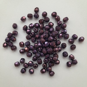 Cseh csiszolt üveggyöngy - 4mm - 100 db / csomag - fényes sötétlila, Kellékek & szerszámok, Gyöngyfűzés kellékek, Üveggyöngy, Ékszerkészítés, MESKA