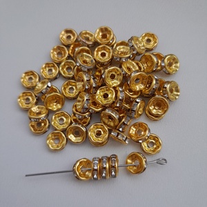 Rondell köztes - 7,5x3mm - arany-kristály színű - választható kiszerelés, Kellékek & szerszámok, Gyöngyfűzés kellékek, Egyéb alkatrész, , MESKA
