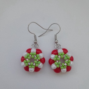 Nemzeti színű gyöngy medálos nyaklánc + fülbevaló - ékszer - nyaklánc - medálos nyaklánc - Meska.hu