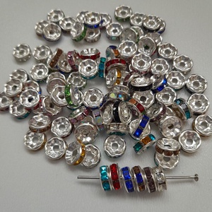 Rondell köztes - 7,5x3mm - 100 db / csomag - vegyes szín, Kellékek & szerszámok, Gyöngyfűzés kellékek, Egyéb alkatrész, , MESKA