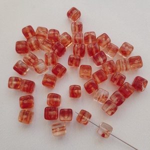 Cseh üveggyöngy - 6x6x5mm - 24 db / csomag - narancsos, Kellékek & szerszámok, Gyöngyfűzés kellékek, Üveggyöngy, , MESKA