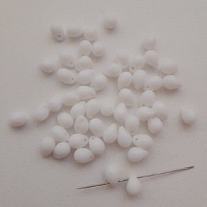 Cseh üveggyöngy - 7x5mm - 52 db / csomag - fehér, Kellékek & szerszámok, Gyöngyfűzés kellékek, Üveggyöngy, , MESKA