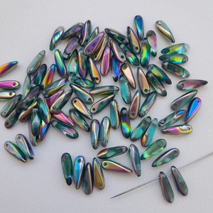 Cseh üveggyöngy - 9x3mm - 40 db / csomag - színjátszós, Kellékek & szerszámok, Gyöngyfűzés kellékek, Üveggyöngy, , MESKA