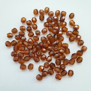 Cseh csiszolt üveggyöngy - 4mm - 100 db / csomag - barna, Kellékek & szerszámok, Gyöngyfűzés kellékek, Üveggyöngy, Ékszerkészítés, MESKA