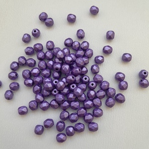 Cseh csiszolt üveggyöngy - 4mm - 100 db / csomag - lila, Kellékek & szerszámok, Gyöngyfűzés kellékek, Üveggyöngy, Ékszerkészítés, MESKA