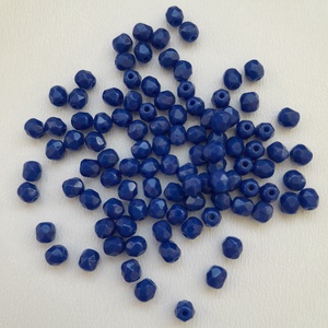 Cseh csiszolt üveggyöngy - 4mm - 100 db / csomag - sötétkék, Kellékek & szerszámok, Gyöngyfűzés kellékek, Üveggyöngy, Ékszerkészítés, MESKA