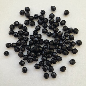 Cseh csiszolt üveggyöngy - 4mm - 100 db / csomag - fekete, Kellékek & szerszámok, Gyöngyfűzés kellékek, Üveggyöngy, Ékszerkészítés, MESKA