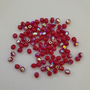 Cseh csiszolt üveggyöngy - 3mm - 100 db / csomag - színjátszós piros, Kellékek & szerszámok, Gyöngyfűzés kellékek, Üveggyöngy, Ékszerkészítés, MESKA