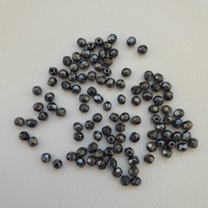 Cseh csiszolt üveggyöngy - 3mm - 100 db / csomag - sötétszürke, Kellékek & szerszámok, Gyöngyfűzés kellékek, Üveggyöngy, Ékszerkészítés, MESKA