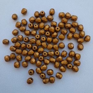 Cseh csiszolt üveggyöngy - 4mm - 100 db / csomag - metál barna, Kellékek & szerszámok, Gyöngyfűzés kellékek, Üveggyöngy, Ékszerkészítés, MESKA