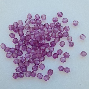 Cseh csiszolt üveggyöngy - 4mm - 100 db / csomag - lila, Kellékek & szerszámok, Gyöngyfűzés kellékek, Üveggyöngy, Ékszerkészítés, MESKA
