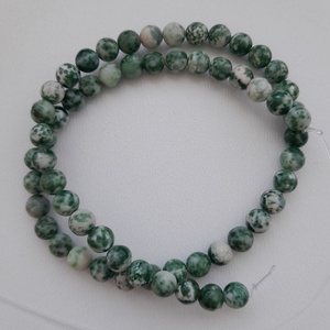 Jade zöld pettyes szál - 6mm (59db / szál), Kellékek & szerszámok, Ásvány alapanyag, Ásványfüzér, , MESKA