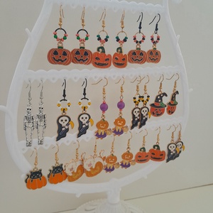 Halloween fülbevaló - tök - ékszer - fülbevaló - lógó fülbevaló - Meska.hu