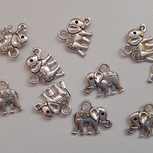 Fém medál - 12x14mm - elefánt - 10 db / csomag - antik ezüst szín, Kellékek & szerszámok, Ékszerkellék, Medál csomag, Ékszerkészítés, MESKA