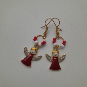Karácsonyi fülbevaló - angyalka - ékszer - fülbevaló - lógó fülbevaló - Meska.hu