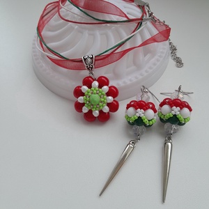 Nemzeti színű gyöngyös ékszer, Ékszer, Ékszerszett, Ékszerkészítés, Gyöngyfűzés, gyöngyhímzés, MESKA