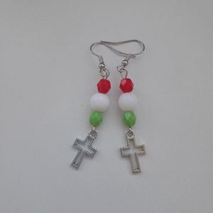 Nemzeti színű fülbevaló - kereszt - ékszer - fülbevaló - lógó fülbevaló - Meska.hu