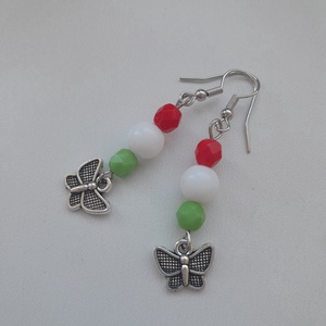 Nemzeti színű fülbevaló - kereszt - ékszer - fülbevaló - lógó fülbevaló - Meska.hu