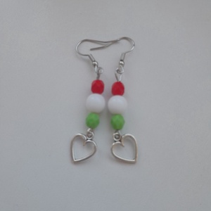 Nemzeti színű fülbevaló - szív - ékszer - fülbevaló - lógó fülbevaló - Meska.hu